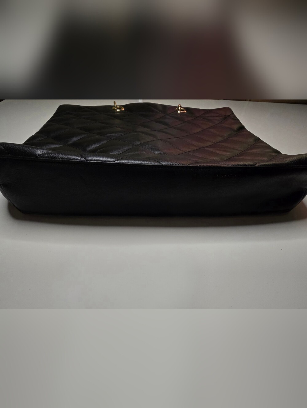 Talbots Quilted Leather Tote Bag | Black Gold Chain - Picture 5 of 11
